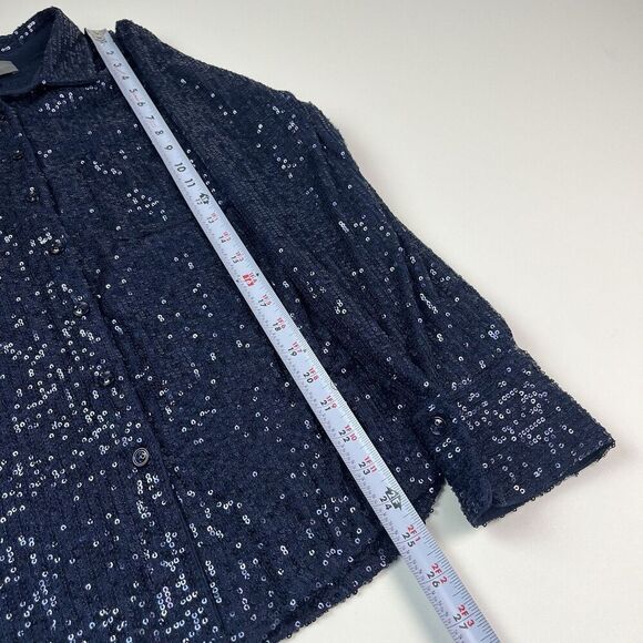 Sunday In Brooklyn Anthropologie Sequin Button up Shirt L Top Whimsigoth Disco - Picture 7 of 10
